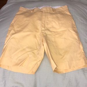 Men’s canary yellow linen Bermuda shorts